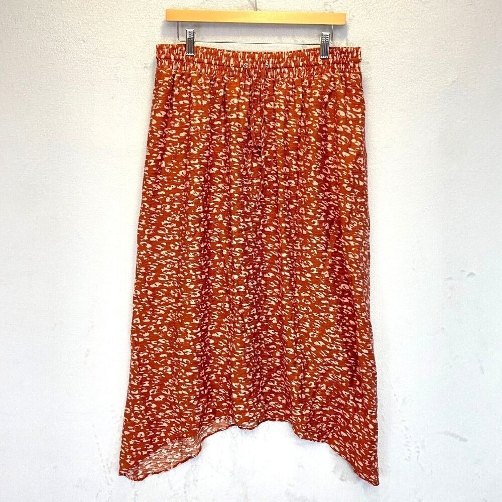 Simply Vera Vera Wang Midi Skirt Womens Size‎ Large Sharkbite Hem Burnt Orange
